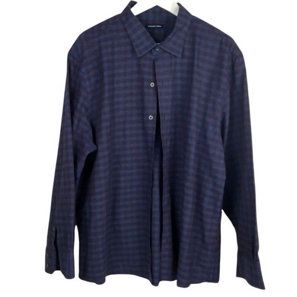 Zachary Prell Blue Burgundy Checked Shirt size XL